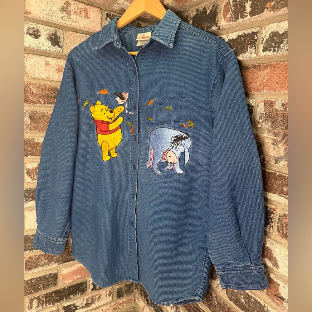 Vintage Disney Store Winnie the Pooh & Eeyore embroidered ribbed Denim NWOT
